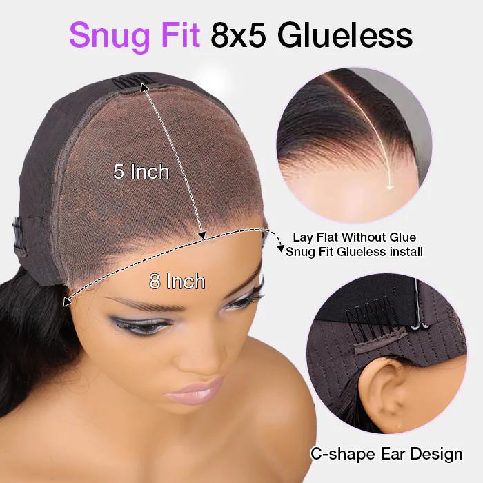 Pizazz Hair Water Wave Pre Cut Lace Pre Bleached Knots 8x5 HD Glueless Wigs Human Hair Wigs