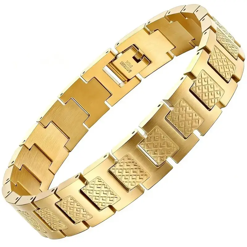 Men's Bracelet 12mm Luxury Crocodile Chain Stainless Steel,Classic Adjustable Fashion Jewelry Gift for Men
