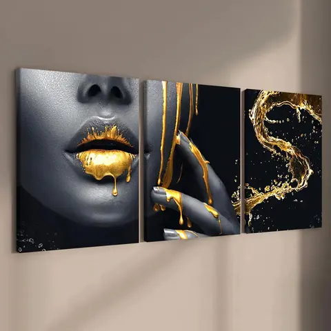 Wooden Framed Canvas Painting, 3 Counts/set Modern Art Figure Pattern Artistic Wall Art, Wall Art Decoration, Wall Picture, Dining Room Wall Art, Wall Decor for Home Living Room Bedroom Office