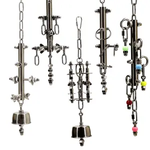 Stainless Steel Parrot Chewing Boredom-Relief Bell Toy 304 Stainless Steel Bird Cage Hanging Ornament for Parrots