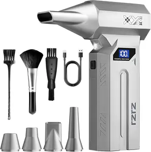 Compressed Air Duster 150000RPM Electric Air Blower 4 Gears Adjustable LED Light Cordless Rechargeable Computer Keyboard Car Home Outdoor Powerful Cleaning Tool