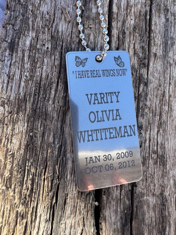 Personalized stainless steel remembered necklace/ dog tag. Add your photo / text