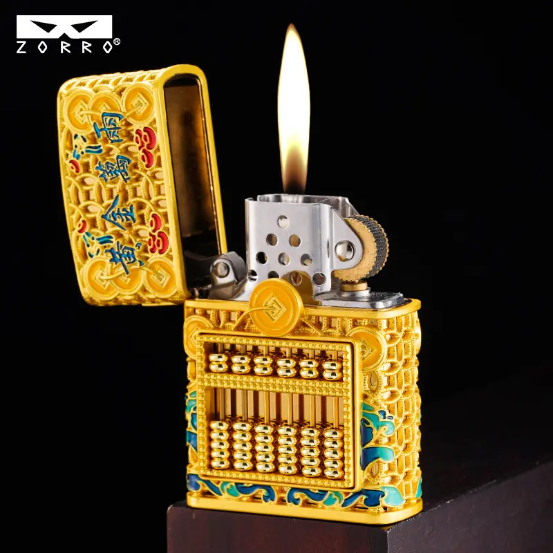 New Cool Enamel Luminous Kerosene Lighter, Rotary Disc Decompression, Traditional Chinese High end Gift Box Packaging, Symbolizing Good Luck and Wealth, Convenient to Carry and Suitable for Collection, As a Commemorative Gift for Boyfriends and Fathers