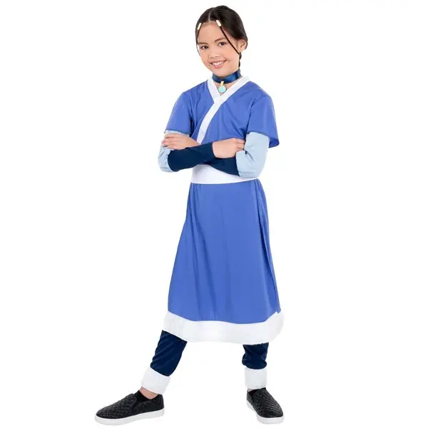 HalloweenCostumes Girl's Deluxe Avatar Last Airbender Katara Costume, Avatar Theme, Long Sleeve, 71% Polyester Mix, Hook Loop Fasten