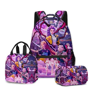 New 3D K-POP 3-Piece Set: School Backpack, Lunch Bag, and Pencil Case fashionable and versatile, casual and trendy, suitable for school