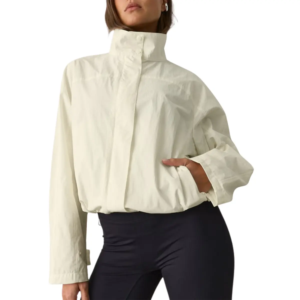 Mibbory Windbreaker Jacket for Women 2026 Trendy Fall Winter Vintage Oversized Turtleneck Trench Coat Zip Up Cropped Lightweight Casual Jackets with Pockets Sport Workout Outdoor Hiking Outerwear
