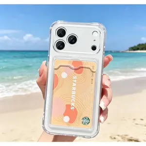 Transparent Card Holder Phone Case for iPhone - One Case, Multiple Uses: Super Convenient for Swiping and Retrieving Cards - Slim, Shock-Resistant Protective Case| Compatible with iPhone 17/16/15/14 Pro Max| Minimalist Design