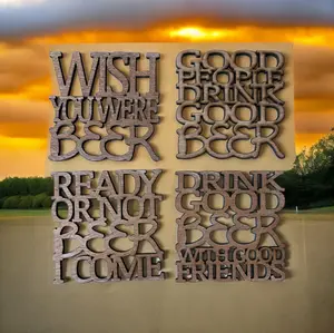 Beer Coasters - Set of 4 with Inspirational Quotes for Good People and Good Beer Lovers