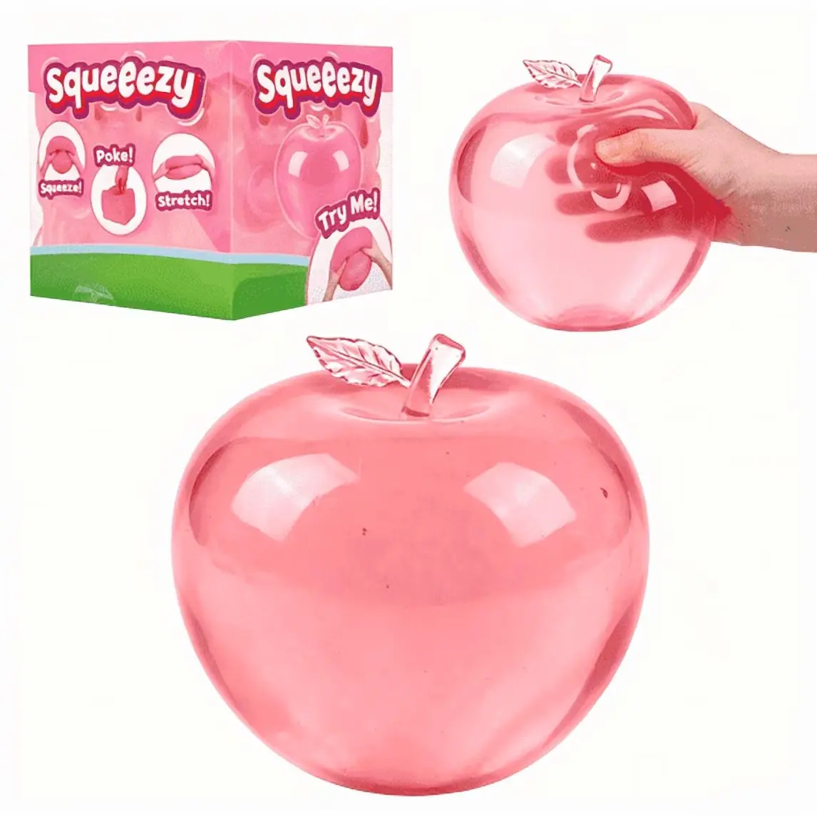 Apple Squishy,Pink Apple Squishies Stress - Realistic Slow Rising Fruit Fidget for Stress Relief & Anxiety Relaxation hociret