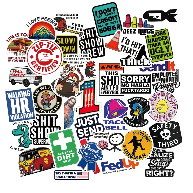 50/100/500pcs Hard Hat Random Stickers -Seller Packs at present