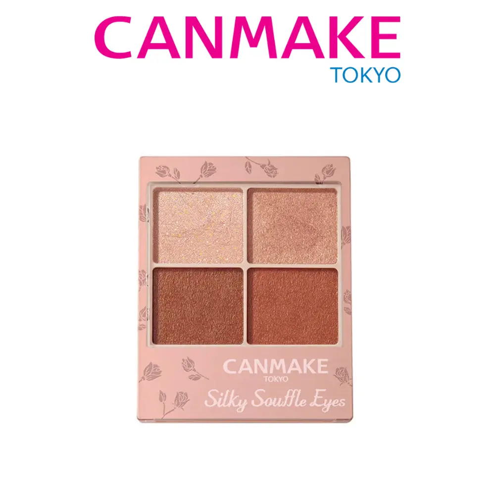 canmake Silky Souffle Eyes Matte Eyeshadow Palette, Lightweight Oil-Infused Powder Cosmetic with a Sheer Glitter Finish, M05mahogany Mocha