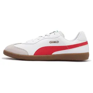 PUMA King 21 IT Lace-Up Indoor Soccer Shoes For Men White Red Trending Shoes, House White Official Shoes to Get / Maison Mihara