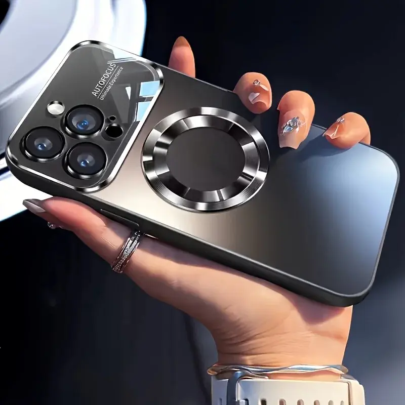 Deluxe Matte Magnetic TPU Smartphone Case for iPhone 11-15 Pro Max Plus, Wireless Charging Compatible Plastic Accessory with Lens Protection, Shockproof Casing, Accessories