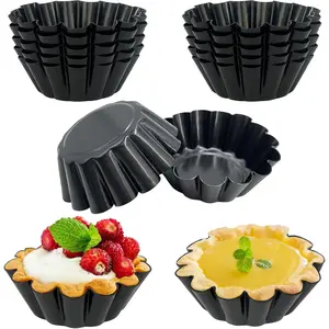 14PCS Non Stick 2.6-Inch Fluted Mini Egg Tart Molds, Mini Tart Pans Mini Pie Pans for Baking