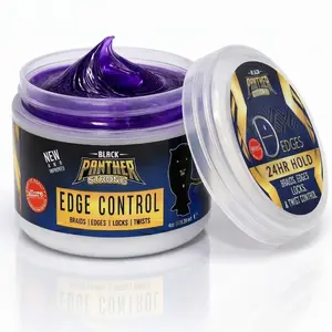 Black Panther Edge Control, Humidity Resistant Strong Flexible Hold for 4C Natural and Relaxed Hair, With Castor oil, Coconut Oil and Aloe for Strengthening Edges. Excellent Braiding Gel