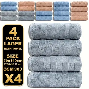 Absorbent Quick Dry Bath Towels 4pcs 70*140cm,  Checkered, Soft Durable Highly Absorbent Towel Set, Ideal for Gym Hotel Spa Bedroom Bathroom, Fast Drying