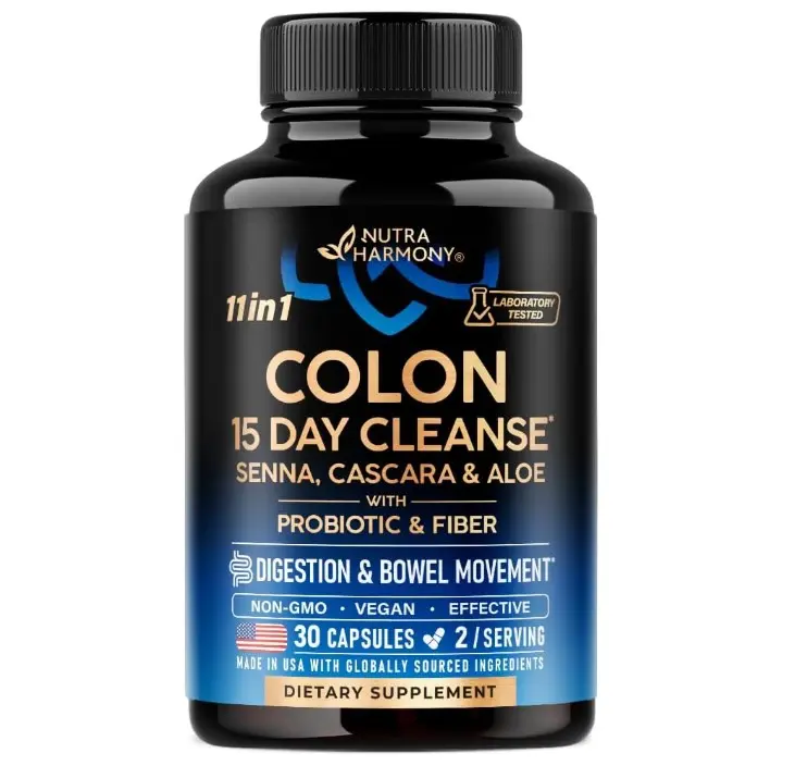 Colon Cleanse - 15 Day Cleanse for Women & Men - Senna | Cascara | Garcinia Cambogia | Probiotics & Fiber - Digestion & Detox - Debloating & Bowel Movement - Natural & Vegan - 30 Capsules