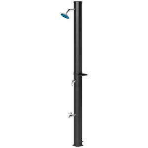 Outsunny 7.1FT Slolar Heated Outdoor Shower, 2-Section 9.2 Gal Outdoor Solar Shower with Free-Rotating Shower Head, Side Tray, Temperature Adjustment & Foot Shower for Backyard Poolside Beach Spa