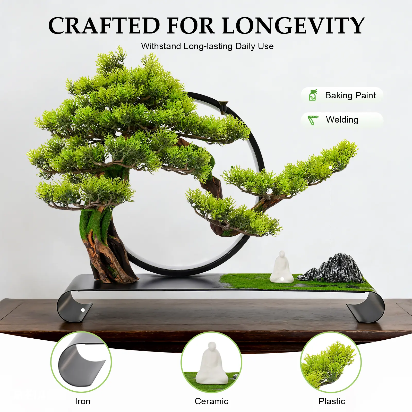 Zen Simulation Bonsai with Dimmable LED Light - USB Artificial Pine Desktop Decor