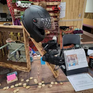 SHR - Steel Horse Rack - Motorcycle Helmet Storage Wall-Mounted Tiered Design 30" Tall 10" Deep Handcrafted in USA Functional & Stylish Organiser