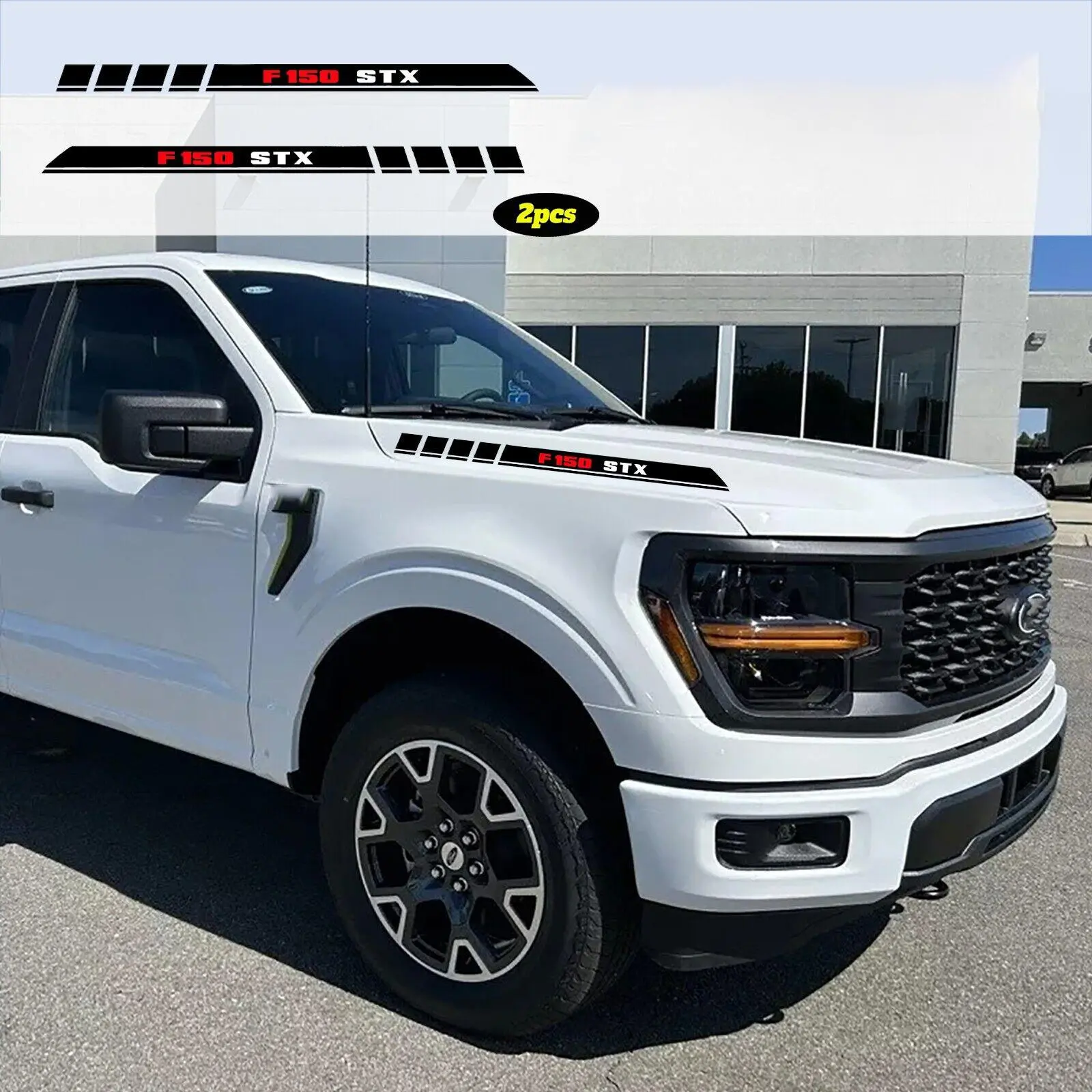 2Pcs Car Hood Vinyl Waterproof Decals, Truck Stickers for Ford F-150 F150 STX, Car Vehicle Decoration Accessories