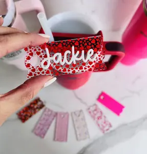 Valentine's Day Name Plates for Stanley Tumblers | 30oz and 40oz| Heart Designs