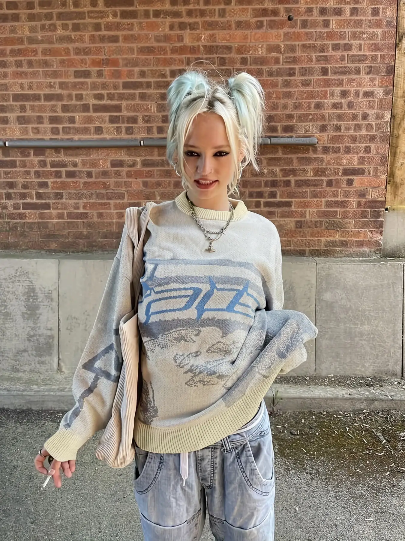 Women's Drop Shoulder Sweater, Fashion Casual Graphic Round Neck Jumper for Daily Outdoor Wear, Women Knitwear for Spring & Fall