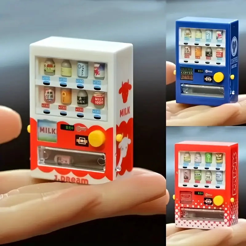 3pcs 1:12 Miniature Vending Machine Set, Realistic Desk & Home Micro Landscape Decor, Charming Holiday Gift for Christmas New Year Dollhouse