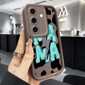 TPU Phone Case suitable for Samsung Galaxy S23 Ultra S24 S25 S22+ S20 FE Pro Plus 5G Cow Skin Mama Pattern Pocket-Friendly Shockproof Protective Soft Smartphone Casing