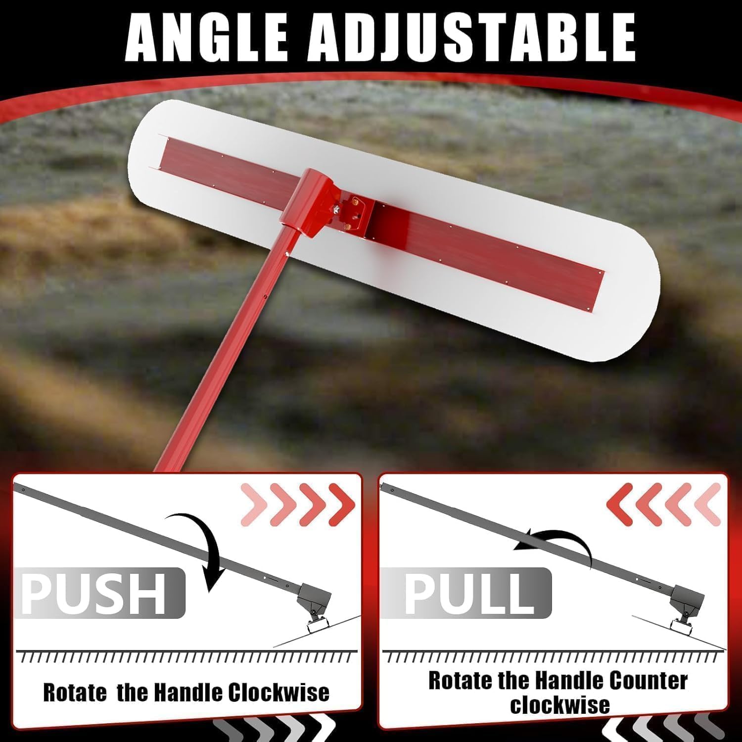 Bull Float Concrete Bull Float Tool Kit 48"x12" Fresno Round End Stainless Steel Board Kit Tool Cement Trowel Tools Float Bracket Concrete Tools Finishing With 48" Aluminum Alloy Handle x4