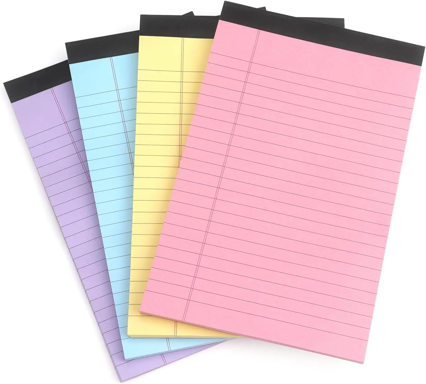 Legal Pads Note Pads 5 x 8 Inch Lined Writing Pads, 50 Sheets Per Writing Pad, 4 Pack (Multicolor)