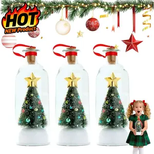 3PCS Christmas Tree Message In A Bottle, Recordable Christmas Ornament, Snowy Scene in Nostalgic Bottle for Unique Home Xmas Festive Party, Unique Holiday Keepsake & Festive Gift for Family