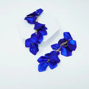 SolelyMine Blue Petals Long Dangle Earrings - Fine Fashion Jewelry