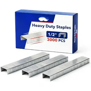 - Heavy Duty Staples, 3000 count, 100 Sheet Capacity, 1/2-Inch  Length, Staples for Heavy Duty Staplers, Ideal for for Upholstery, Construction, Furniture