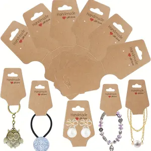 Kraft Paper Jewelry Display Card, Rectangular Kraft Paper Display Card with Adhesive Backing, Ideal for Hair Ties, Bracelets, Necklaces