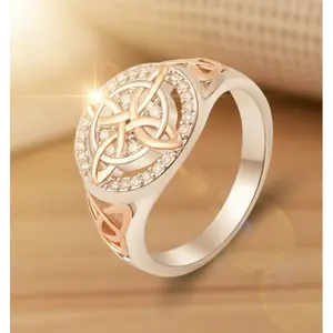 Lady Celtic knot ring - Fashion dual-color silver rose gold decorated promise ring. Suitable for gift-giving on Valentine's Day, daily wear, and beach vacation wear.