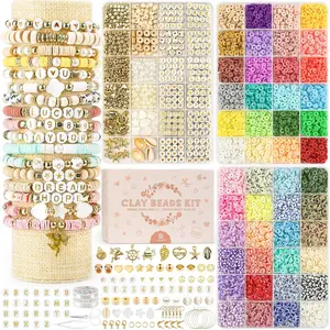 3 Boxes Clay Beads Bracelet Making Kit 10800pcs Beads for Jewelry Making Letter Beads for Friendship Bracelets DIY Arts and Crafts Gifts for Girls Adults