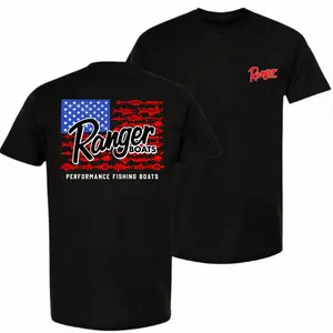 AFTCO x Ranger Boats Performance Fishing Tee, US Flag Graphic Shirt, Soft Cotton Blend, Outdoor Lifestyle Apparel, Fishing Enthusiast Gift