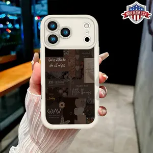 Christian Brown Aesthetic Collage Bible Verse Pattern Case for iPhone 17 16 15 14 Pro Max 13 12 11 XR XS Plus Air Slim Shockproof Anti Drop Protective Durable TPU Cover