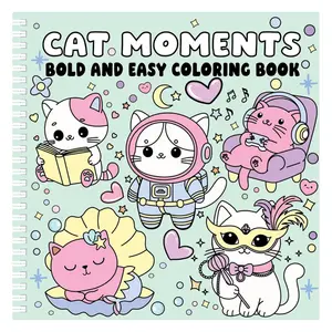 Cat Moments Bold and Easy Coloring Book (Hardcover Spiral Bound): Adorable Relaxing Designs for Cat Lovers of All Ages Spiral-bound – May 1, 2025