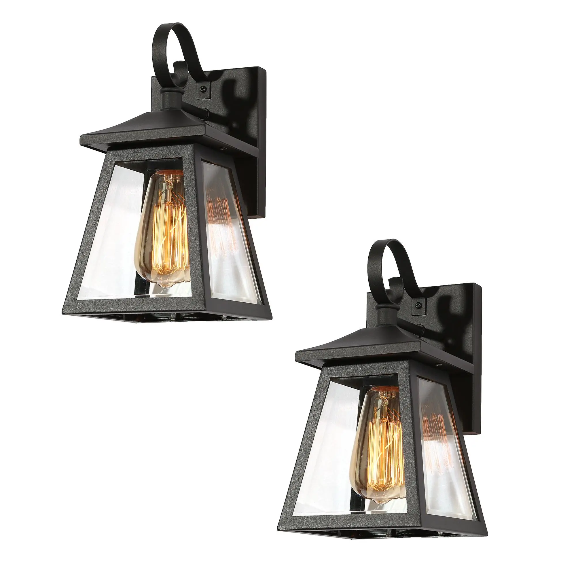 Ksana Outdoor Wall Lanterns 2 Pack, Black Exterior Light Fixtures Wall Mount, Anti-Rust Porch Lights