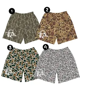 Camo Duck Hunting Shorts, Old School Camouflage Mesh Shorts, Outdoor Waterfowl Gear, Breathable Fishing Shorts, Summer Hunting Apparel for Men