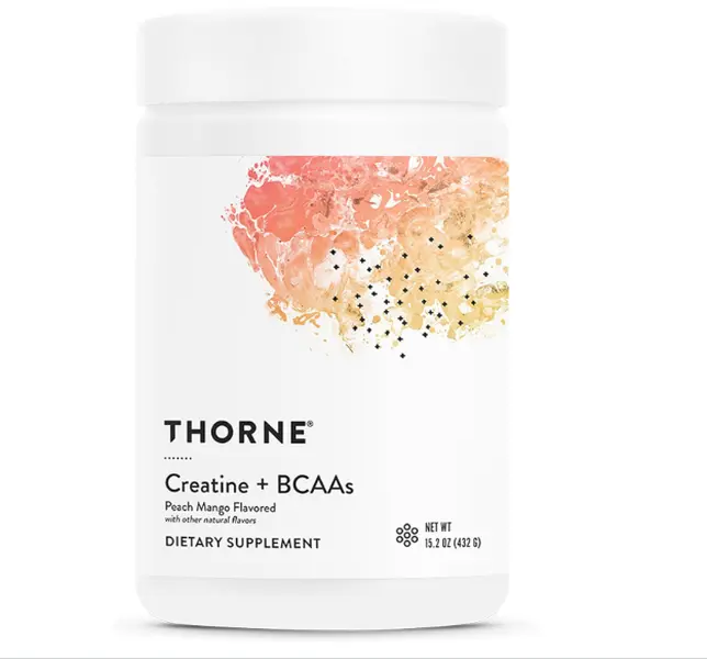 THORNE - Creatine + BCAAs - Micronized Creatine Monohydrate + BCAA Powder - Support for Muscles, Exercise Endurance & Recovery* - for Women & Men - Peach Mango - NSF Certified for Sport - 30 Servings