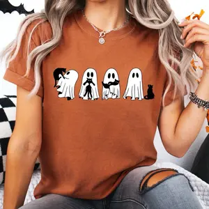 Ghosts Holding Black Cats Halloween Spooky Season T-Shirts / Sweatshirts