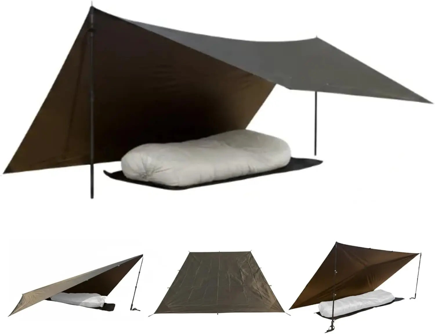Waterproof 6x8 ft Camping Tarp, Ultralight 70D Nylon Emergency Shelter Tent Footprint Ground Sheet, 4000mm Waterproof Survival Bushcraft Tarp for Backpacking Hiking Camping Picnic, OD Green