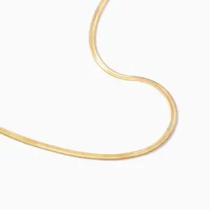 Dainty 5mm Gold Herringbone Choker Necklace for Women, Lightweight Spring Chain Layered Jewelry, Minimalist Trendy Choker for Daily Wear & Gift for Teens & Girls
