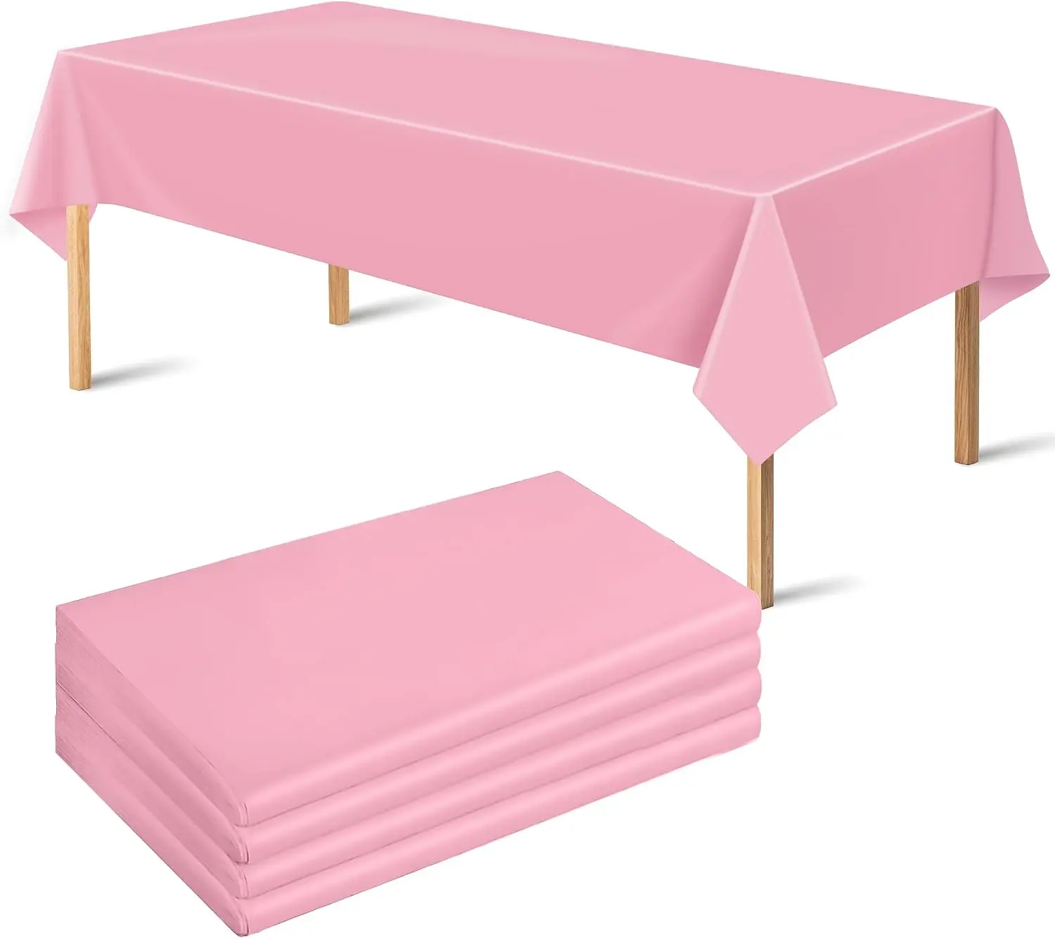 4-Pack Disposable Plastic Tablecloths, Pink Outdoor Table Cover - Party Decorations for Birthday, Mother's Day