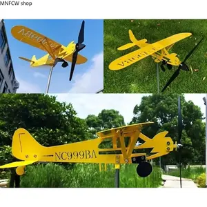 Modern Kinetic Airplane Wind Spinner | Heavy-Duty Metal Aircraft Weathercock, All-Weather Garden Whirligig Yard Stake for Lawn, Patio & Outdoor Decor