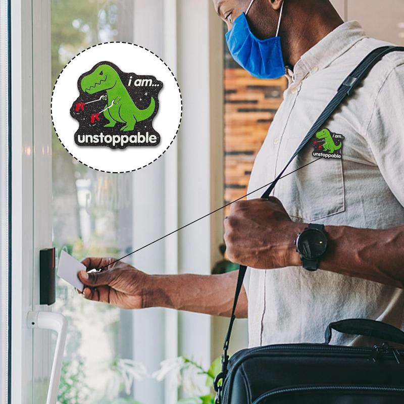 Inspirational Retractable Badge Reel with Alligator Clip I'm Unstoppable ID Card Badge Holder T-Rex Dinosaur Badge Funny Black Glitter Badge Reel Gift for Office Worker Nurse Doctor Teacher