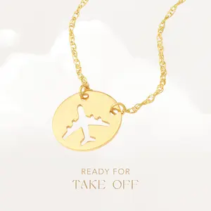 Airplane Cutout Pendant Necklace